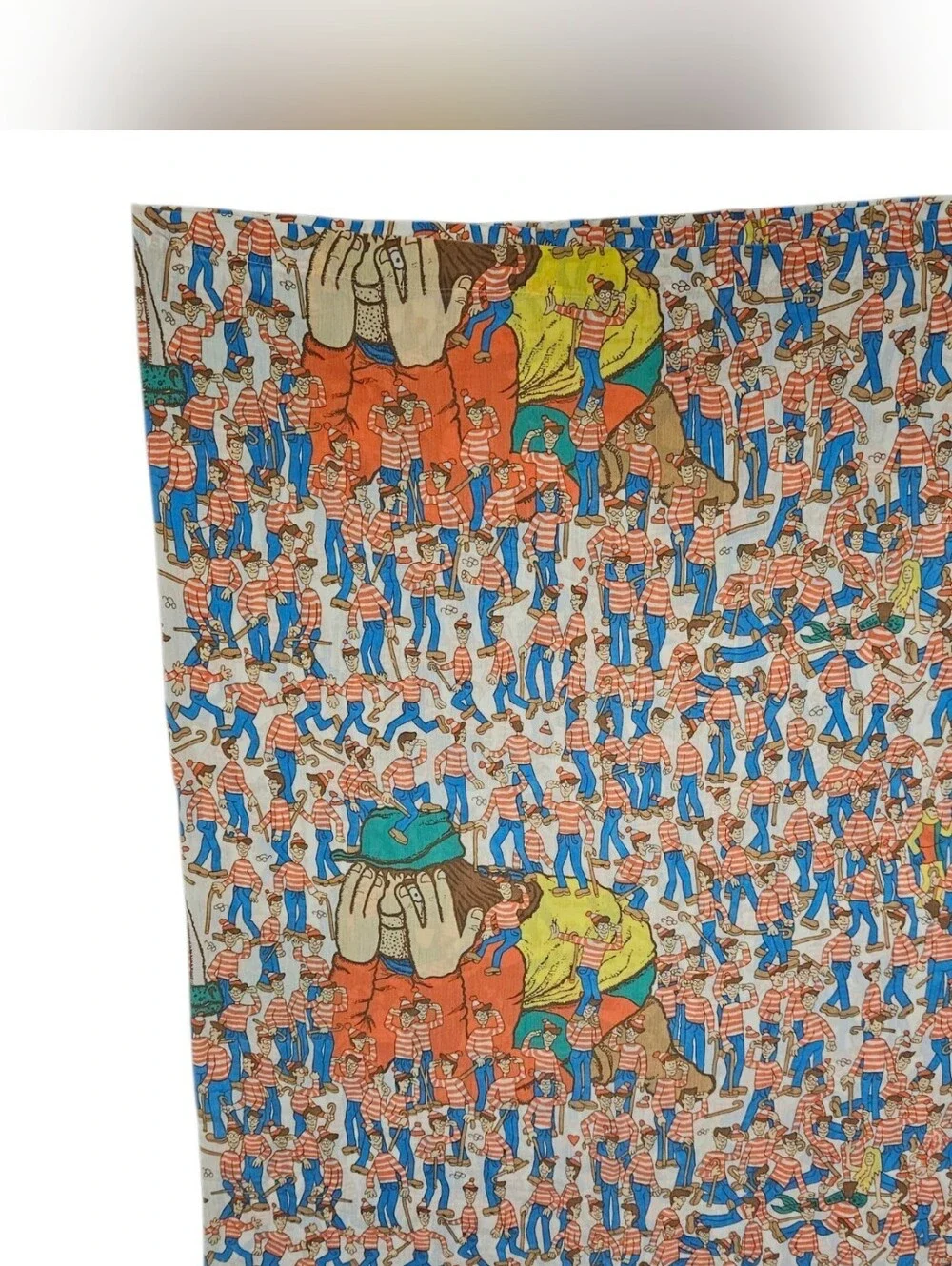 Vintage 1990' Where's Waldo Martin Handord Twin Flat Sheet Fabric